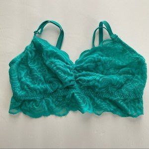 Victoria’s Secret PINK lace bralette aqua green blue Medium
